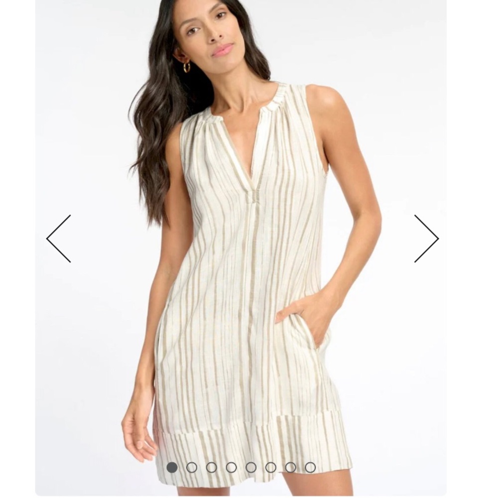 Splendid Striped Amorosa White Linen Blend Shift Dress M